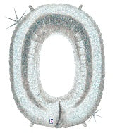 40 INCH GLITTER SILVER NUMBER BALLOONS