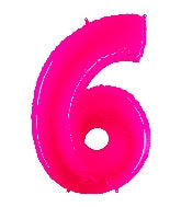 40 INCH FLORESCENT PINK NUMBER BALLOONS