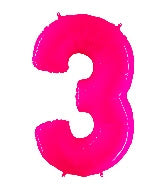 40 INCH FLORESCENT PINK NUMBER BALLOONS