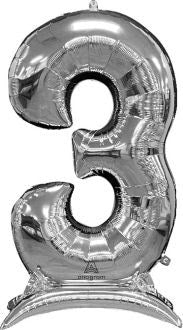 50 INCH SILVER STAND-UP NUMBER BALLOONS