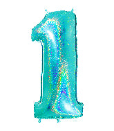40 INCH GLITTER TIFFANY NUMBER BALLOONS