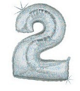 40 INCH GLITTER SILVER NUMBER BALLOONS