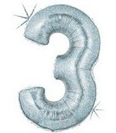 40 INCH GLITTER SILVER NUMBER BALLOONS