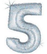 40 INCH GLITTER SILVER NUMBER BALLOONS