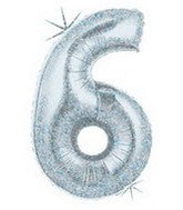 40 INCH GLITTER SILVER NUMBER BALLOONS