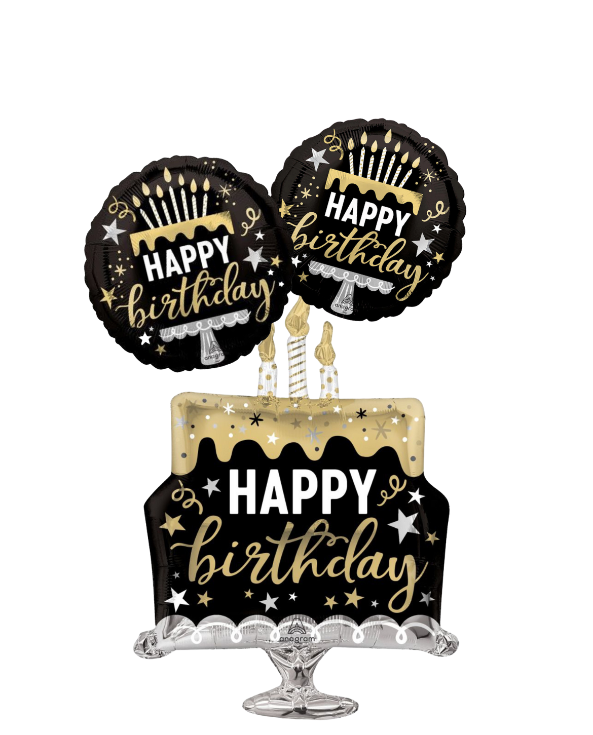 BLK and GOLD CAKE HAPPY BIRTHDAY Bouquet