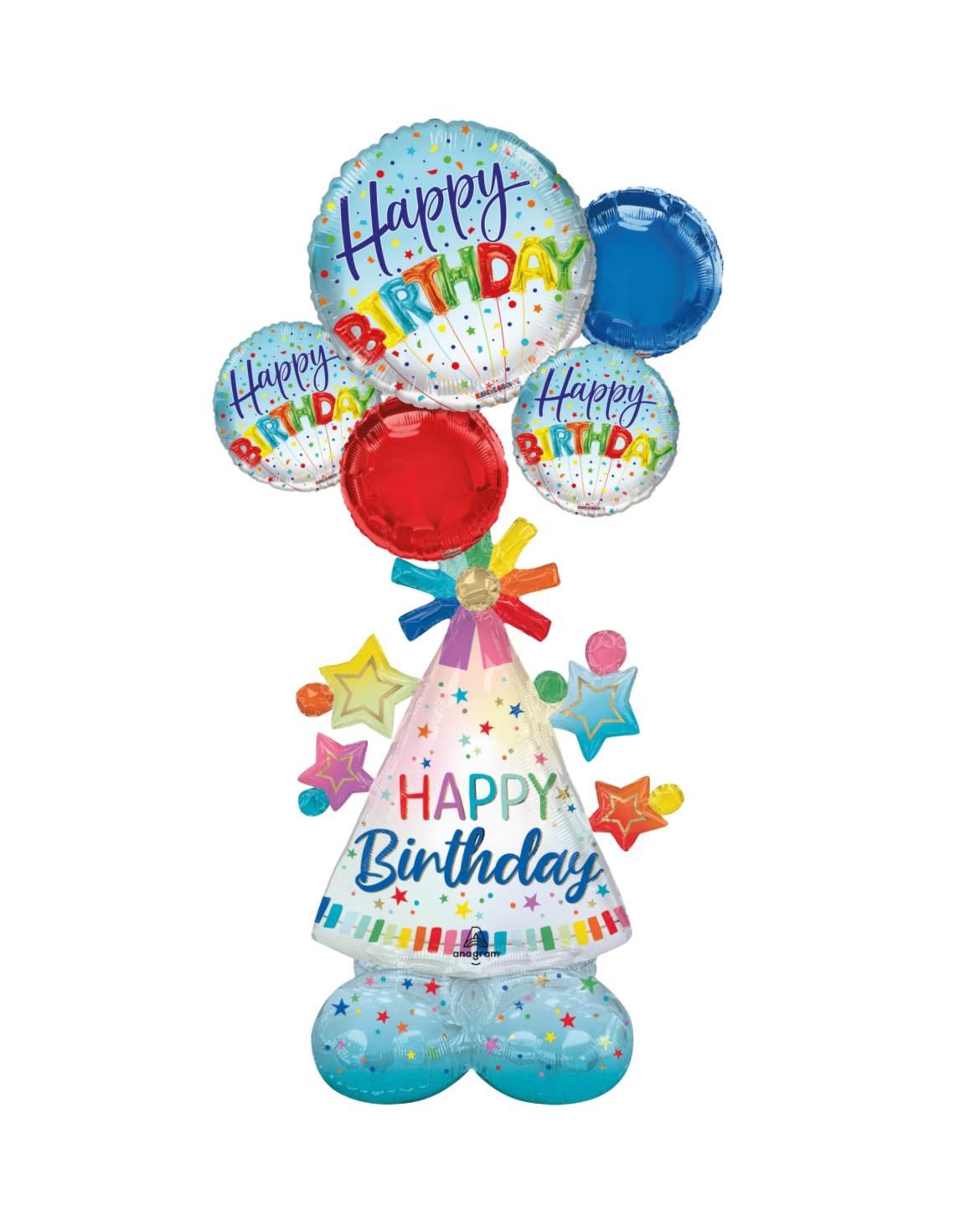 HAPPY BIRTHDAY HAT Metallic Blue Bouquet