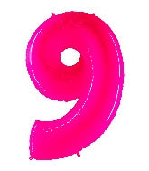 40 INCH FLORESCENT PINK NUMBER BALLOONS