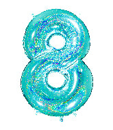 40 INCH GLITTER TIFFANY NUMBER BALLOONS