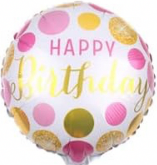 18 inch PINK/GOLD Happy Birthday