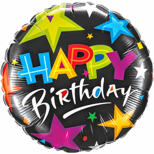 Large 36 INCH JUMBO BLACK HAPPY BIRTHDAY FOIL