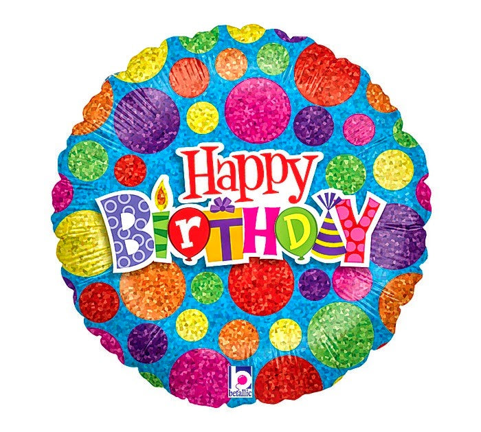 Large 34 INCH JUMBO HAPPY BIRTHDAY DOTS FOIL