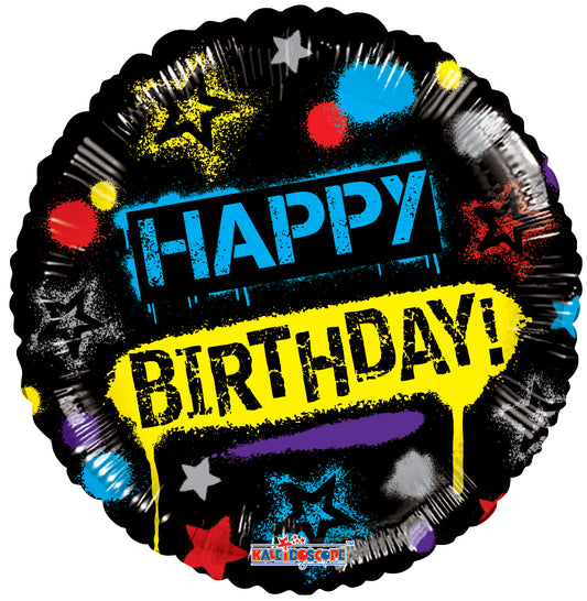Large 36 INCH JUMBO HAPPY BIRTHDAY GRAFFITI FOIL