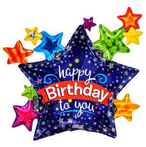 Large 36 INCH JUMBO HAPPY BIRTHDAY STARS FOIL